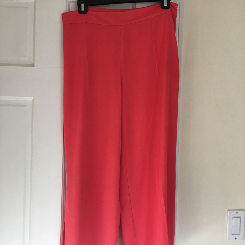 Bright coral Zara wide leg crop pants size M